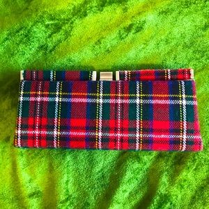 Small plaid clutch with metal clasp